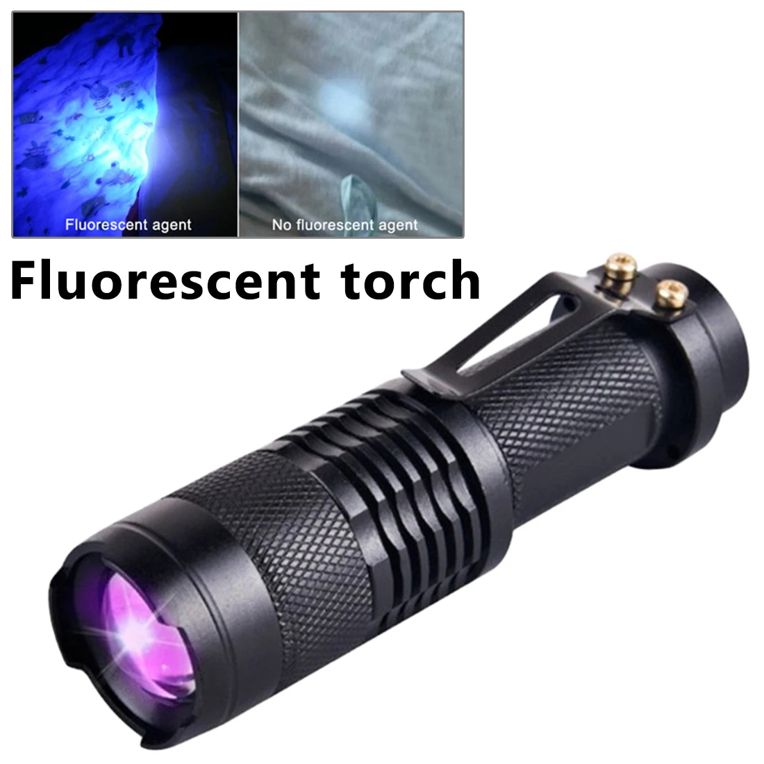 

Mask fluorescence test flashlight 365nm fluorescent agent detection lamp UV Flashlight Torch Light Ultra Violet Light
