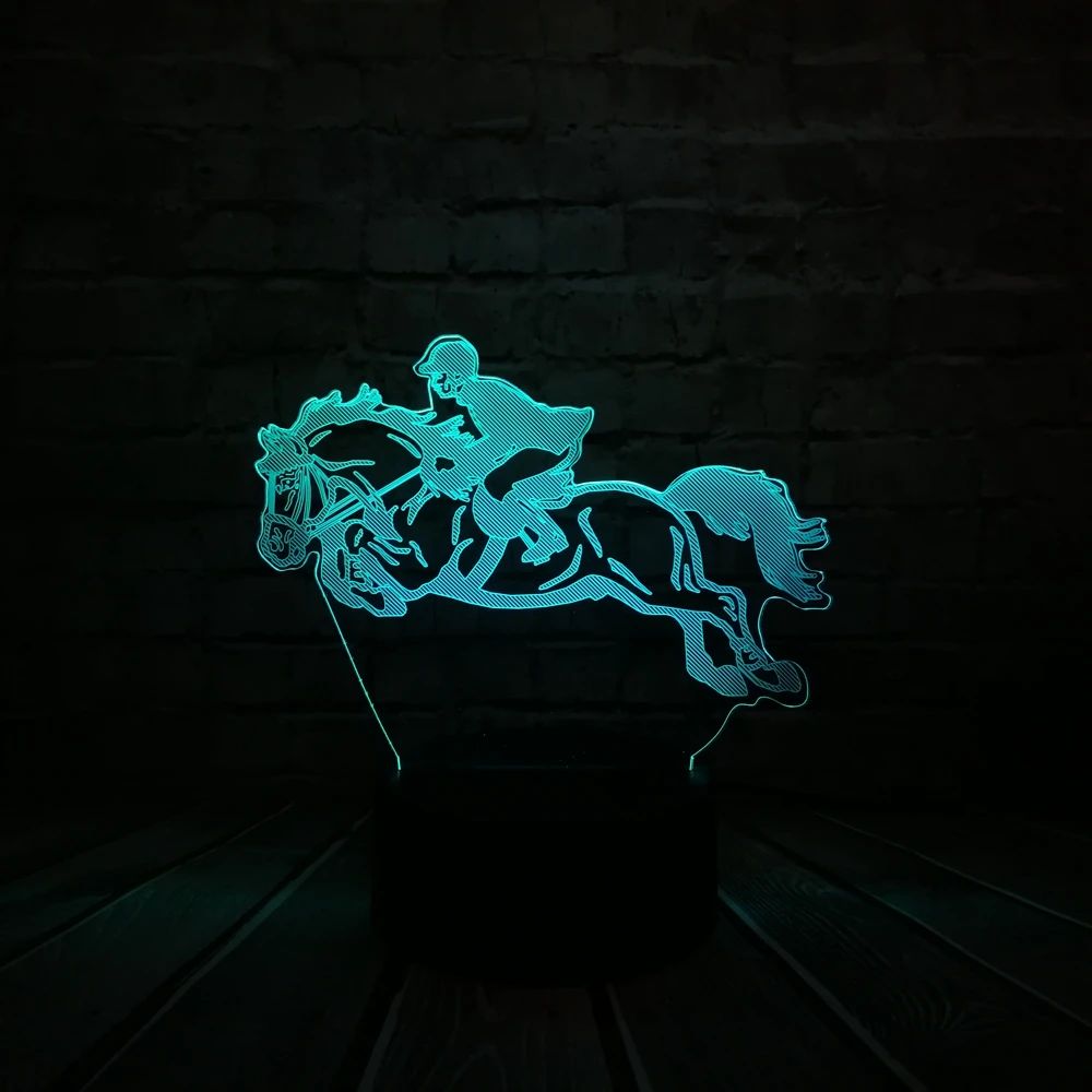 بريق 3D الاكريليك سباق الخيل USB تهمة بعد المنزل ديكور 7 اللون تغيير RGB الجدول ليلة المزاج ضوء عطلة الأصدقاء هدية