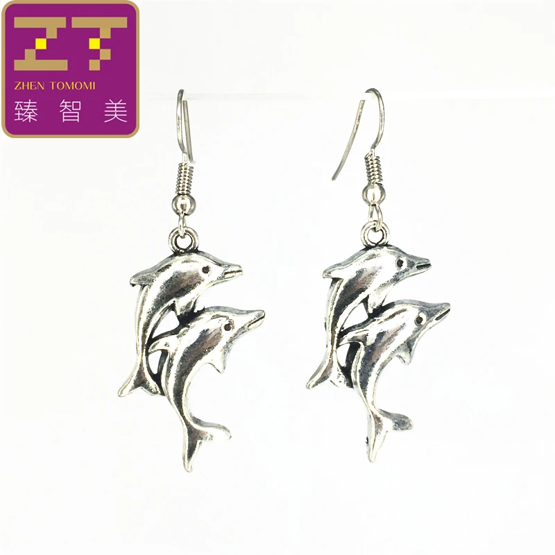 Hot fashion Retro drop earrings Bijoux Wholesale dolphin Statement earrings 2016 new listing dangling earrings for women jewelry