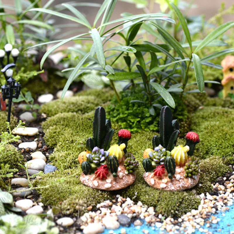 Кактус поддельные горшечные растения Сказочный Сад миниатюры микро пейзаж смолы ремесла фигурка бонсай садовый Террариум аксессуары