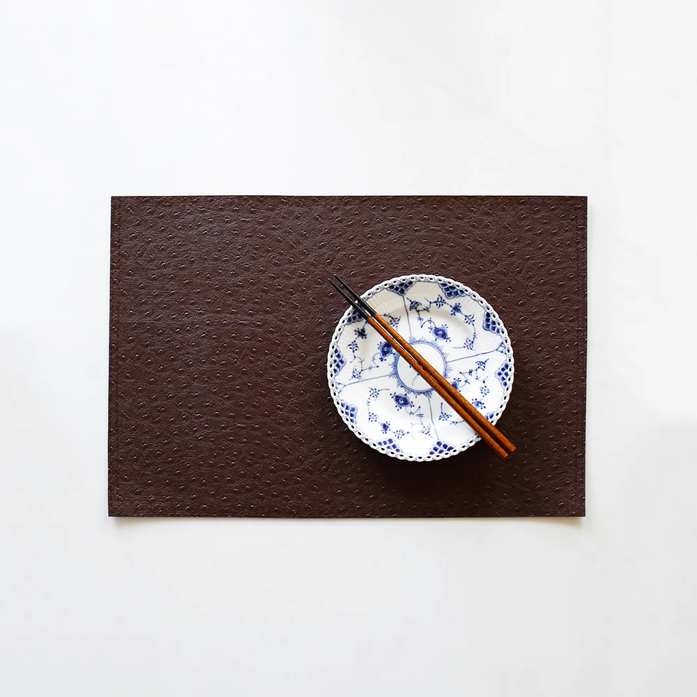 Europe Style Retro Placemat For Dining Tableware Pad Brown Leather