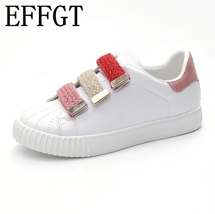 

EFFGT 2019 New women white shoes joker Running shoes Han edition flat sneakers shoes round toe women casual shoes