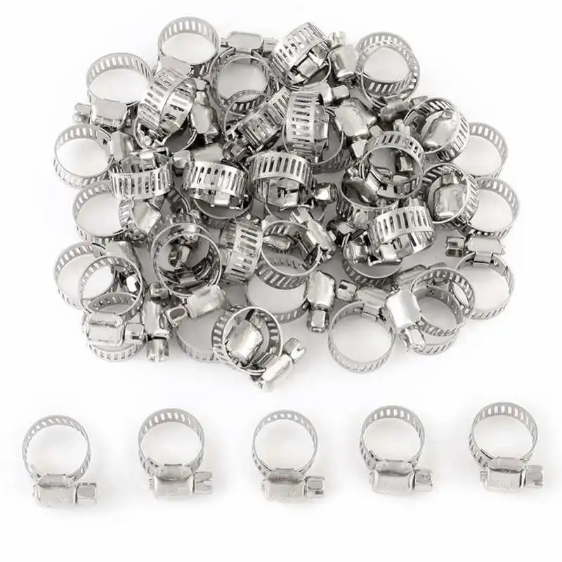 

10Pcs Stainless Steel Adjustable Drive Hose Clamp Fuel Line Worm Clip 3/4"-1" Marine Fuel Line Steel Hose Clamp
