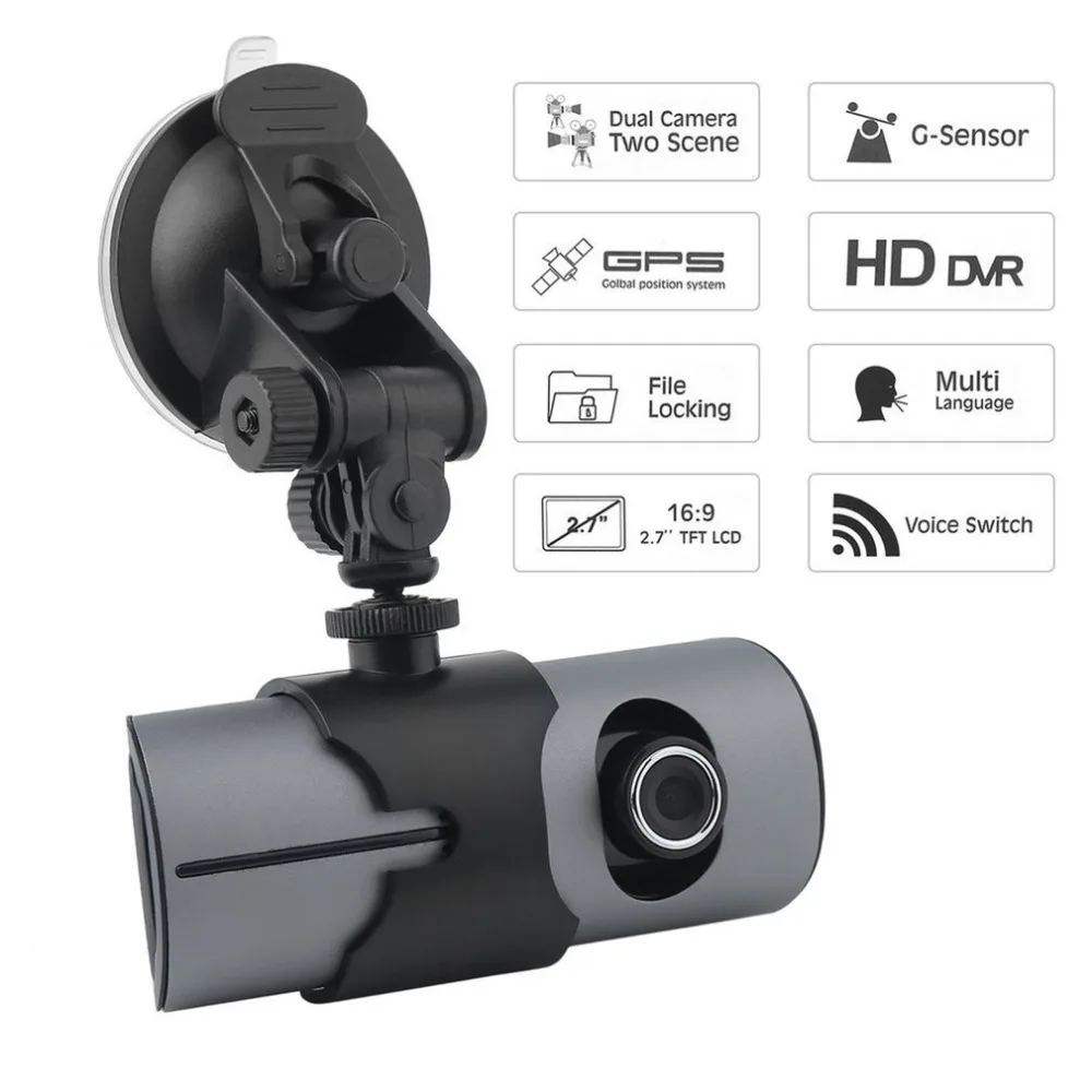 

New New 2.7 Inch Dual Lens Car LCD DVR Video Recorder G-Sensor GPS Locator HD Camera 140 Degree View Angle Dash Cam Camcorder