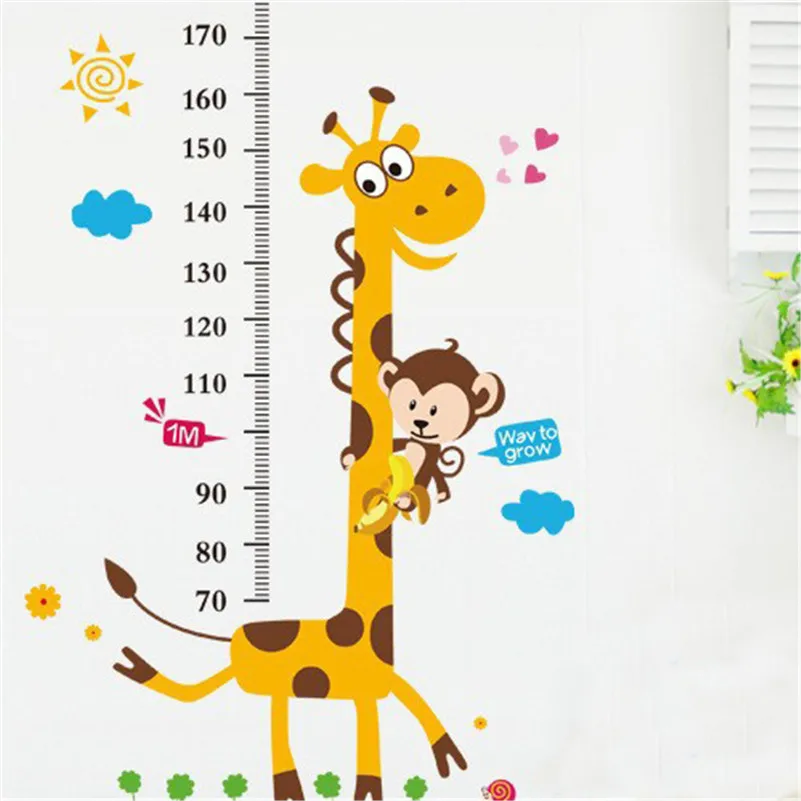 kids height chart wall sticker home decor cartoon giraffe height giraffe height chart