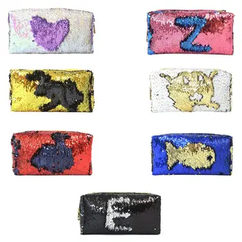 

Reversible Sequins Pencil Case Stationery Office Makeup Bags Kids Xmas Gift