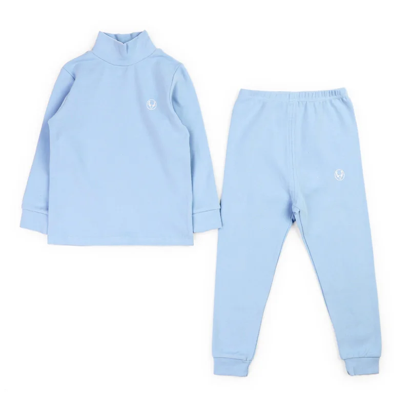 2018Winter Kids Thermal Underwear Solid Thick Cotton High Collar Children's Warm Suit Clothes Baby Boys Girls Long Johns Pajamas