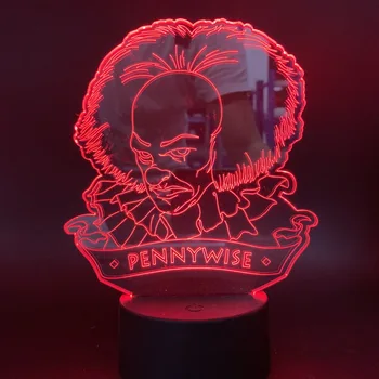 

Movie It Chapter One Pennywise Figure 3d Led Night Light for Office Room Decor Usb Battery Powered Halloween Horror Table Lamp