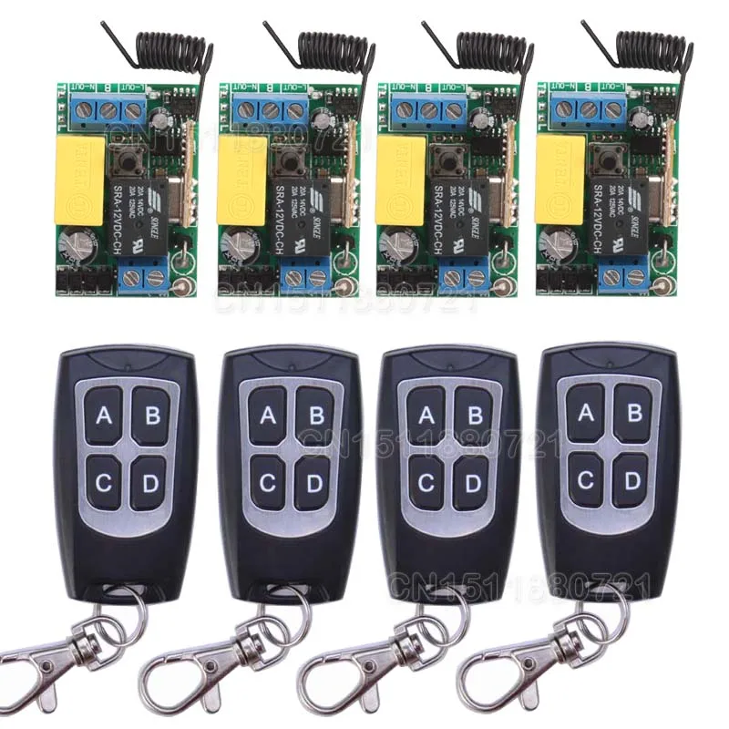 Free Shipping 4PCS 10A 1CH Relay Mini Receiver +4PCS Remote Controller; Input AC220V Wireless Switch With Superheterodyne RX Free Shipping 4PCS 10A 1CH Relay Mini Receiver +4PCS Remote Controller; Input AC220V Wireless Switch With Superheterodyne RX
