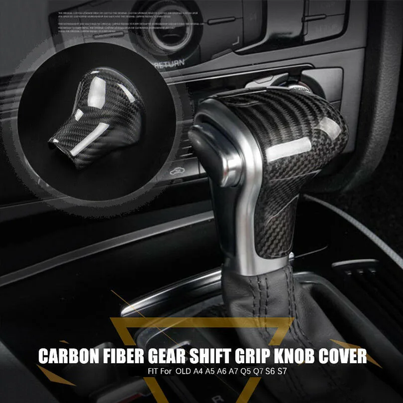 Black Carbon Fiber Gear Shift Grip Knob Cover For Audi A4 A5 A6 A7 S6 S7 Q5 Q7 | Автомобили и мотоциклы