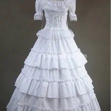 Чисто белое многослойное длинное готическое платье "Виктория"