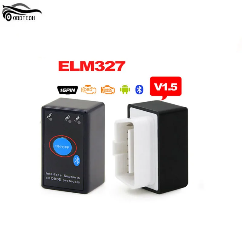 Bluetooth Mini elm327 Переключатель ELM327 V1.5 PIC18F25K80 чип сканер кода автомобиля Супер синий