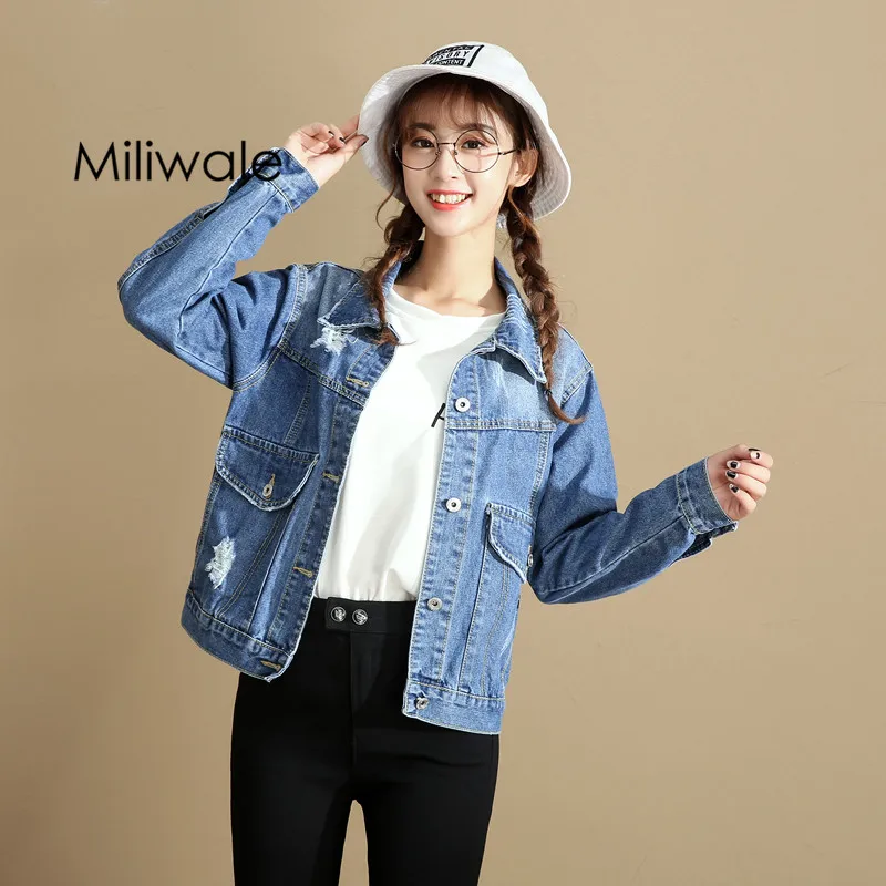 Fashion Women Graffiti Jean Denim Jacket Casual Long Sleeve Outwear Coat Pockets
