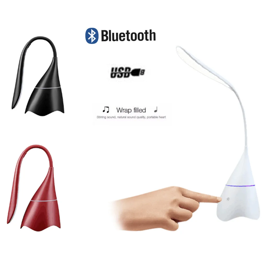 

HIPERDEL Bluetooth Speaker Wireless Portable Multifunctional Led Desk Table Lamp Speakers TF card U disk Adjustable Bright C401