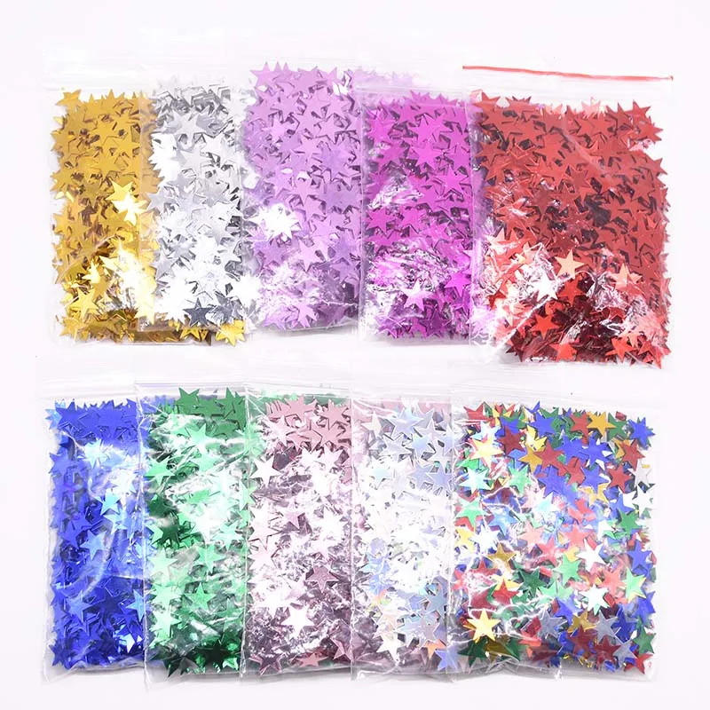 6mm/10mm Colorful Stars Table Confetti Sprinkles Birthday Party Wedding Decoration Sparkle Foil Metallic Stars Confetti Supplies