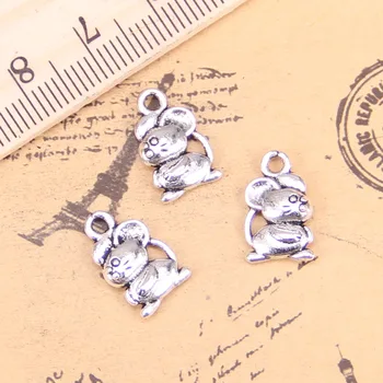 

120pcs Jewelry Charms zodiac mouse 15x9mm Antique Silver Plated Pendants Making DIY Handmade Tibetan Silver Jewelry