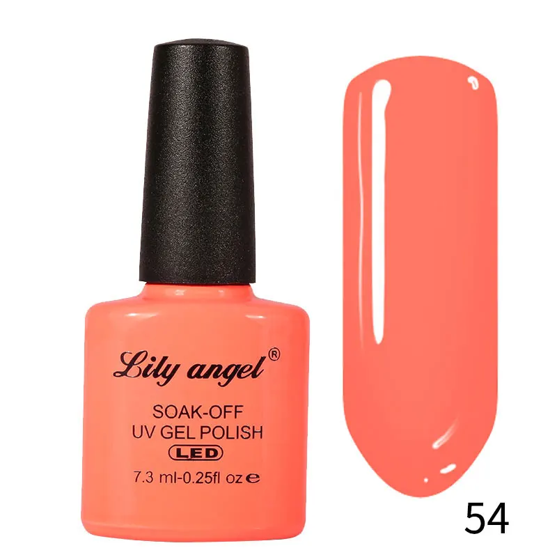 Lily Angel, высокое качество, Гель-лак для ногтей, для маникюра, салонные советы, горячая Распродажа, цвет, 7,3 мл, впитывается, органический УФ светодиодный Гель-лак для ногтей - Цвет: 54