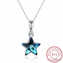 LEKANI/милые ожерелья с кристаллами мин звезды от SWAROVSKI, подвески из настоящего серебра 925 пробы, ожерелье на цепочке для женщин и девушек, подарки, Прекрасный воротник