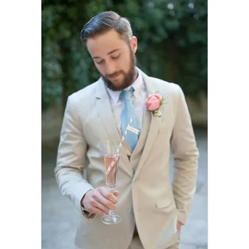

Custom Made champagne Men Suit Formal Skinny Wedding Groom Suits for men Custom Simple Mens Tuxedo 3 Piece (Jacket+Pants+Vest)