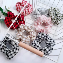 1 шт., веревка для волос для девочек, клетчатое кольцо для волос, гусиные лапки, большое кольцо для волос, тканевое головное кольцо, высококачественные хлопковые льняные аксессуары для волос G0409