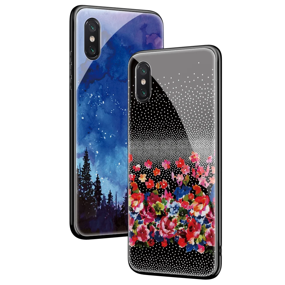 

DIY 9H Glass Phone Case For iphone 6s XS 8 5S Unique Tempered glass Phone case for iPhone X 7Plus SE 6 XSMax XR colour