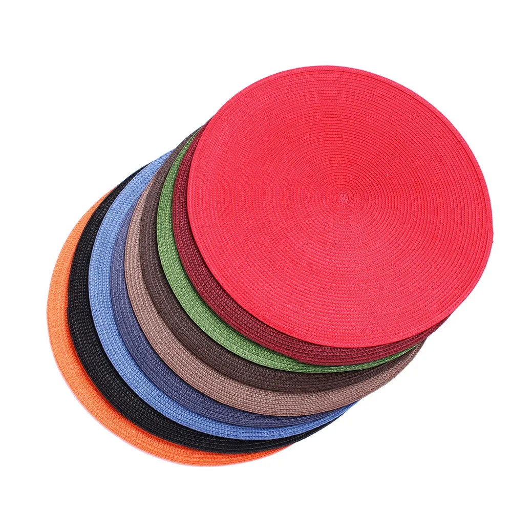 4 قطعة/الوحدة جولة نسج تحديد الموقع الأزياء PP طاولة طعام حصيرة منصات القرص عاء سادة الوقايات عدم الانزلاق طاولة مقاومة للمياه الديكور