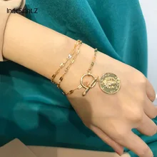 IngeSight. Z популярный винтажный трехмерный рельеф портрет глаз монета кулон браслет ручной цепи модные женские манжеты ювелирные изделия для женщин