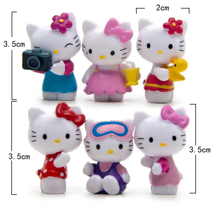 Мультфильм рисунок «Hello Kitty» 6 шт./компл. для жарких летних дней Kawaii 3,5 см куклы аниме ПВХ фигурка подарки для детей