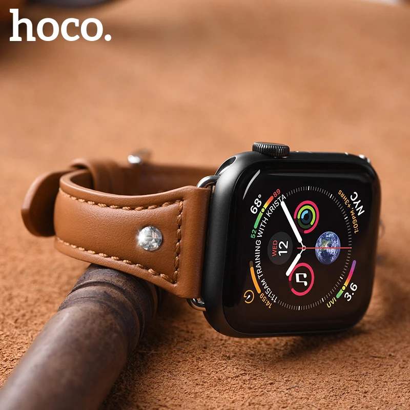 Женский браслет Hoco, ремешок для Apple watch, серия 4, 3, 2, 1, Алмазный ремешок из натуральной кожи для Iwatch, 38 мм, 42 мм, 40 мм, 44 мм