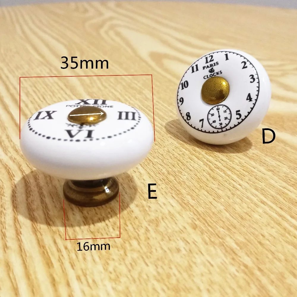 Винтажный стиль французские часы с Парижем дизайн дверная ручка мебельный комод ручка ящика диаметр. 35 мм/37 мм