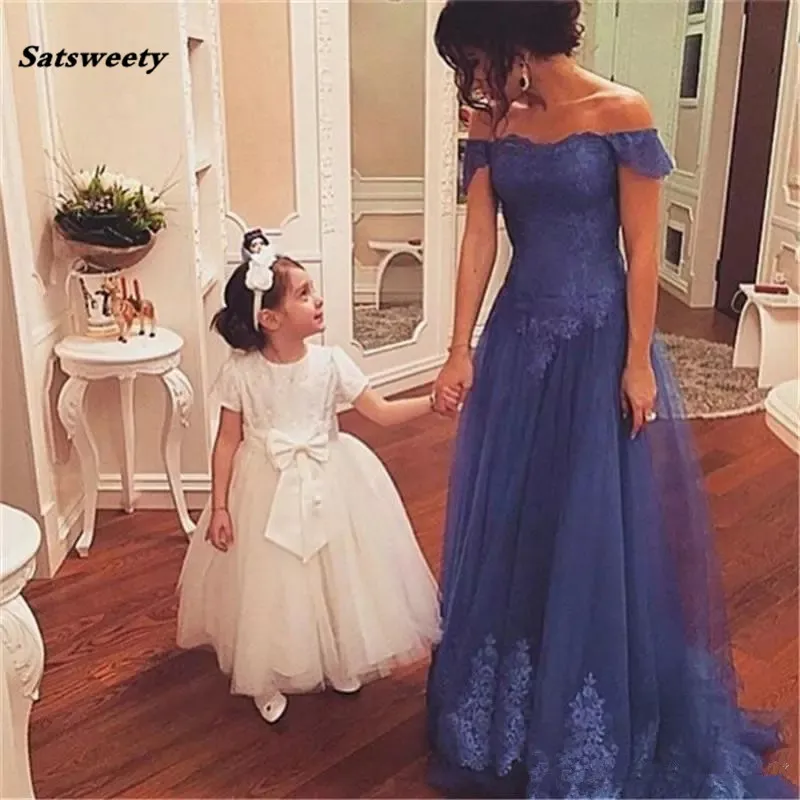 2020 Moeder Van De Bruid Jurken Bateau Hals Lace Applique Prom Jurken Lange Tulle Een Lijn Wedding Party Avondjurken 2020 Moeder Van De Bruid Jurken Bateau Hals Lace Applique Prom Jurken Lange Tulle Een Lijn Wedding Party Avondjurken