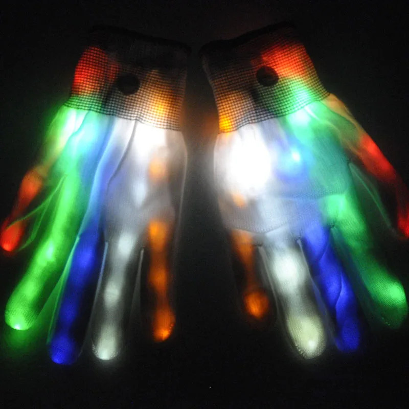 

1 Pair Unisex LED Luminous Gloves 6 Modes Flashing Glow Rave Cool Light Mittens Finger Glove Halloween Party Supplies LKS99