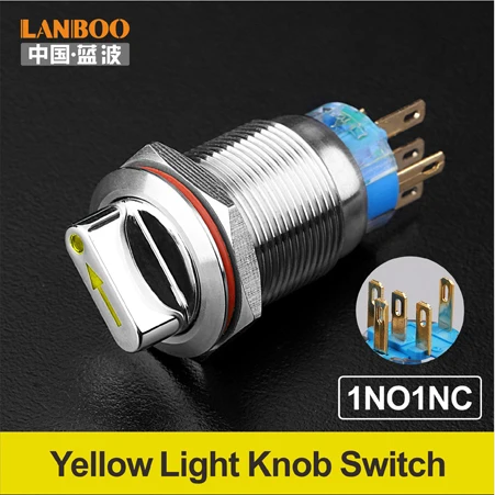 Yellow 1NO1NC 19 мм 22 мм из нержавеющей стали 9v 12v 48V 3A IP67 ручка переключателя - Цвет: Yellow 1NO1NC