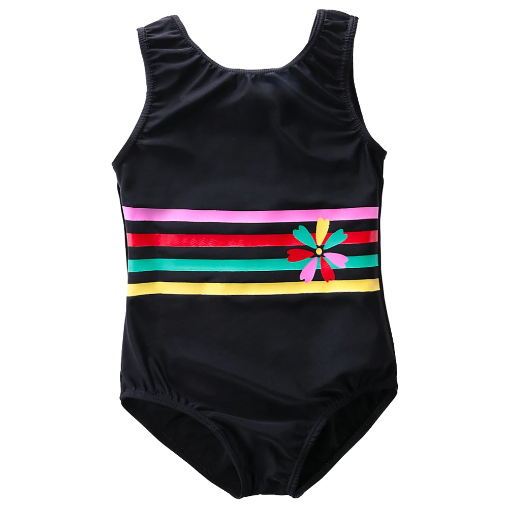 

3-10Y Summer One Piece Girls Swimmable Bathing Suit Stripe Flower Pattern Bikini Girls Swimwear Elastic Swimsuit Child Beachwear