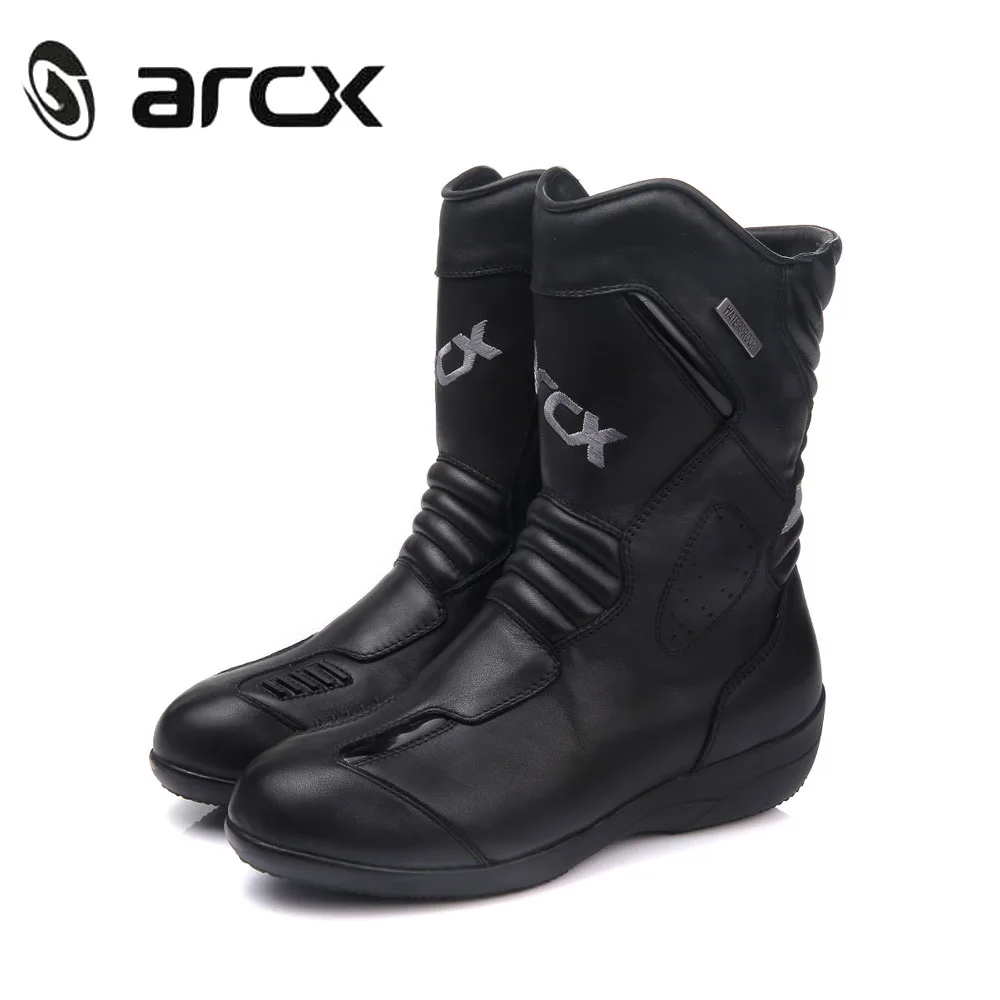 

Women Motorcycle woman's Boots Genuine Cow Leather Waterproof boot Moto Racing Motorcross Black Boots