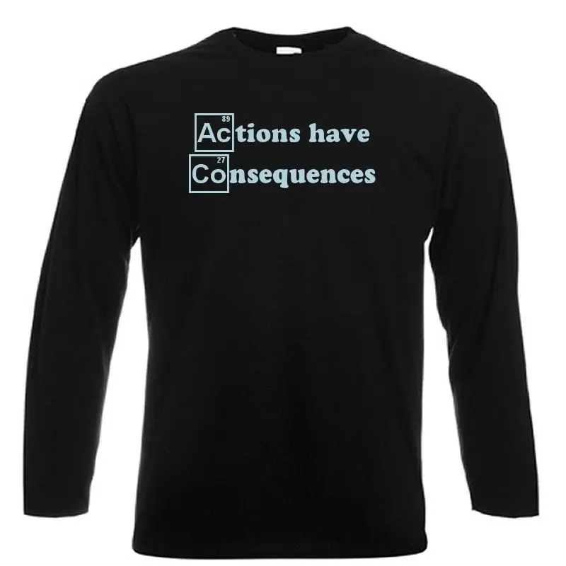 ACTIONS HAVE CONSEQUENCES черная футболка с длинным рукавом принтом неба Новые все