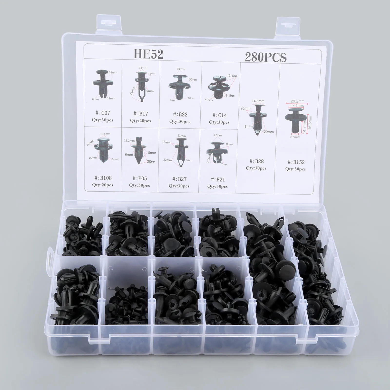 

Yetaha 10Kinds 280PCS Boxed Buckle Mixed Car Fastener Rivets For Subaru Chrysler Mazda Toyota BMW Honda Hybrid Auto Fixed Clips