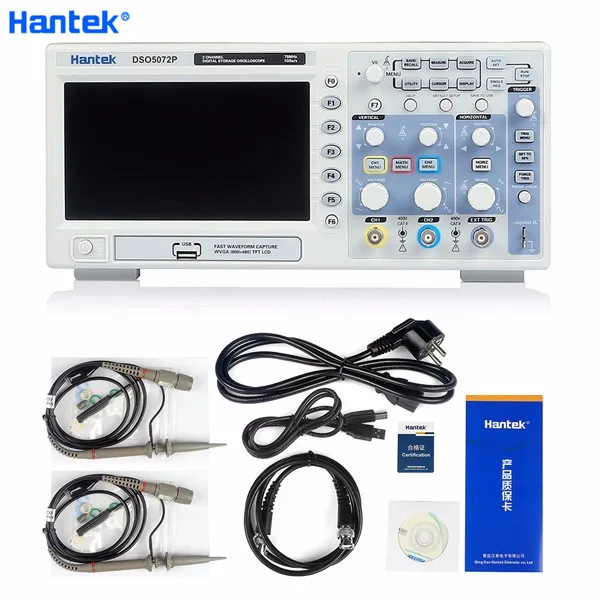 

Hantek DSO5072P Digital Storage Oscilloscope 70MHz 2Channels 1GSa/s 7inch TFT LCD 24K USB
