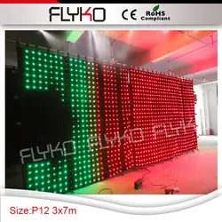 Выделите p12 занавес светодиодный экран низкая цена с ce, rohs 10FT x 23ft led подсветкой этап фоне