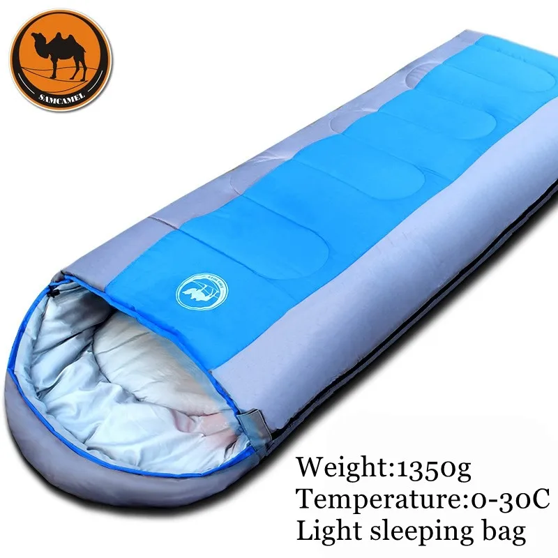 

1.35kg Adult outdoor camping sleeping bag envelope pattern with cap thick filling cotton light easy carry keep warm sleeping bag
