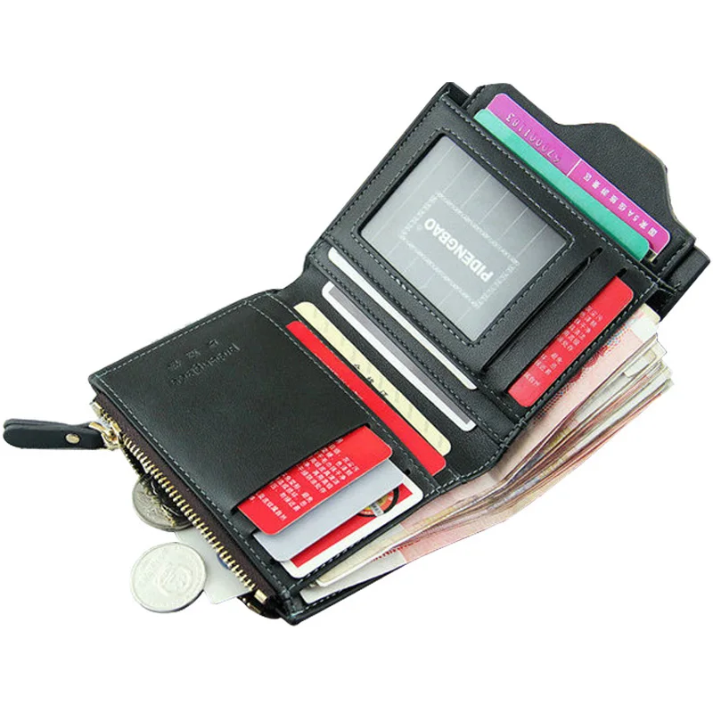 Durable Men's Leather Short Wallet with Removable Card Holder Soft PU