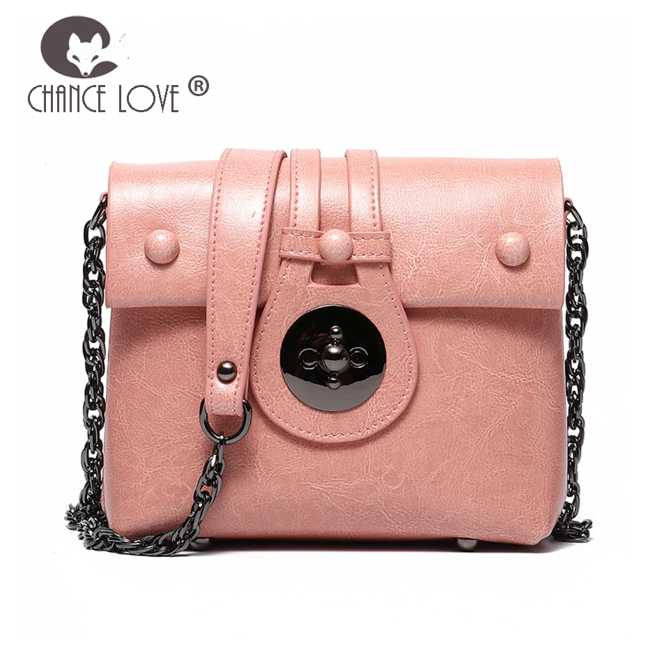 

Chance Love New women's bag 2018 Genuine leather handbag fashion Flap bag ladies casual Round metal buckle Messenger Bags female