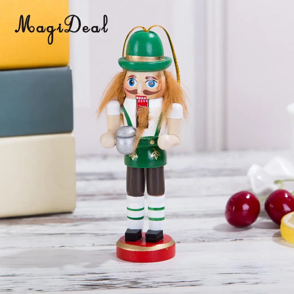 11Pcs 12cm Christmas Decorations Wooden Soldiers Nutcracker Puppets Figures Pendants Christmas Ornaments Office Table Desk Decor