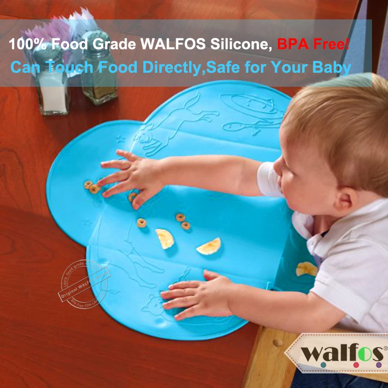 WALFOS food grade silicone Baby bib Table Mat Infant Tiny Diner Portable Placemat for kids Baby Feeding silicone baby placemat