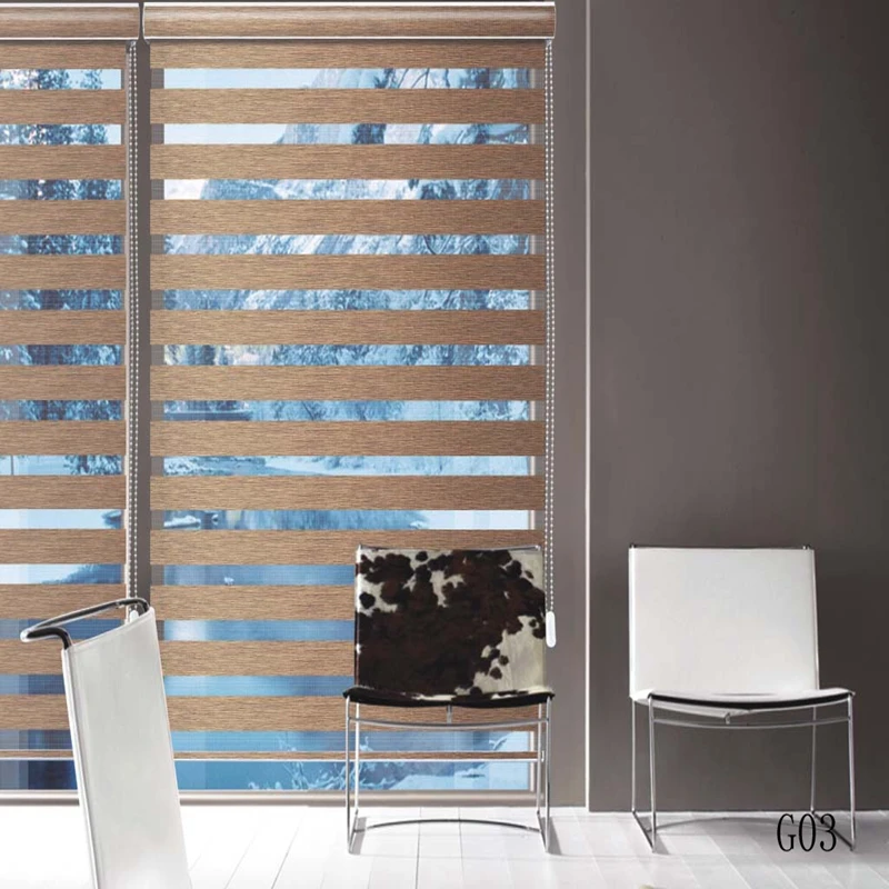 

Custom Size Shade Translucent Roller Zebra Blinds in Brown Window Curtains for Living Room 10 Colors are Available