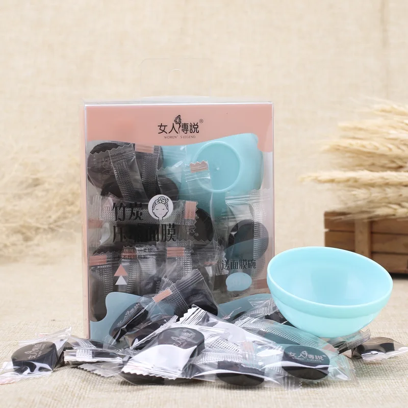 

DIY bamboo charcoal compression mask non-woven mask paper 30 capsules set compression mask with bowl makeup tools beauty tools