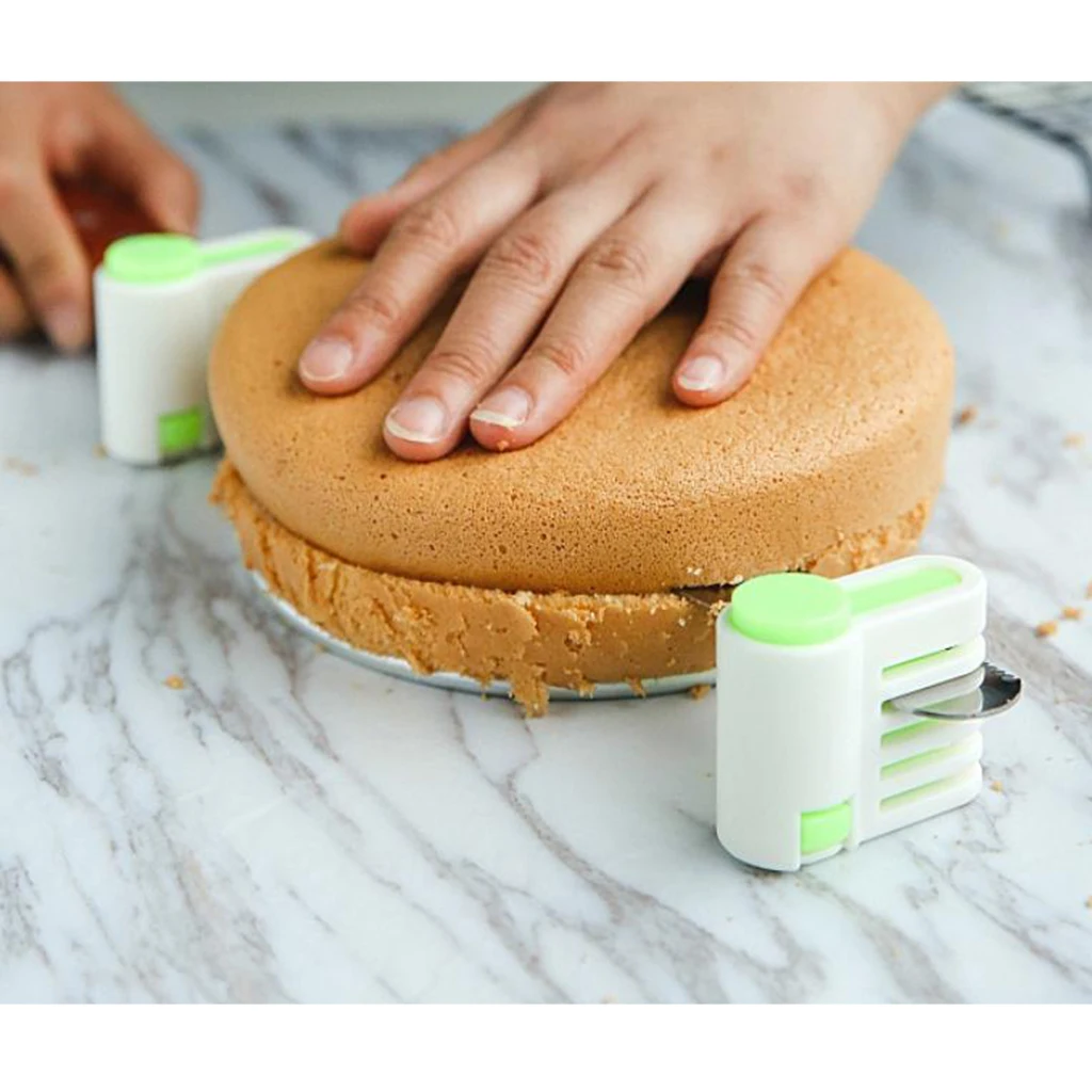 2pcs/Set DIY Cake Bread Cutter Leveler 5 Layers Slicer Cutting Fixator Tools for Home Kitchen Coffee Cake Shop