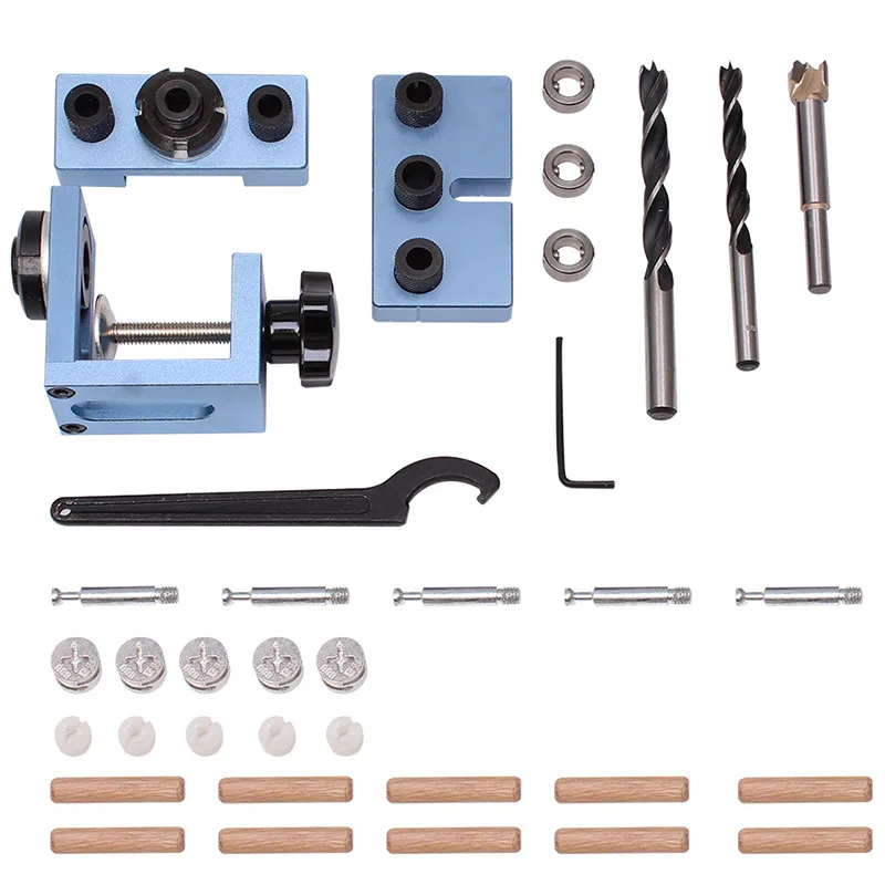 3 in 1 Drilling locator drilling guide kit tenon hole Puncher Woodworking tools for Furniture Fast Connecting Cam Fitting | Инструменты