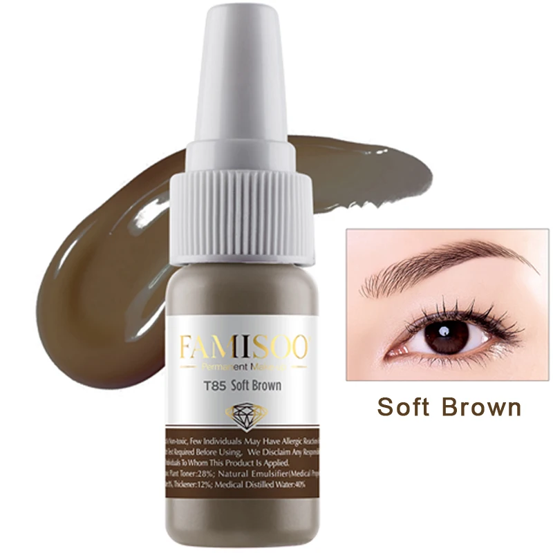 

FAMISOO T85 Soft Brown Permanent Makeup Ink Pigment Eyebrow Microblading Plant Tattoo Ink Pigmento Easy to Wear Cosmetic Tool