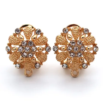 

Nigerian Earrings Post with Loop Connector Paved CZ Base Findings DIY Metal Chile Arab Dubai Middle East Women Wedding Earrings